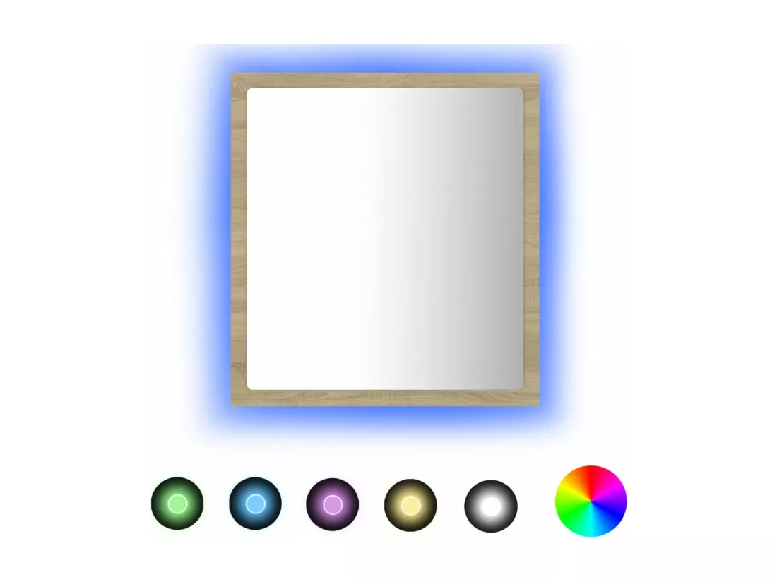 Miroir LED de salle de bain Chêne sonoma 40x8,5x37 cm Acrylique