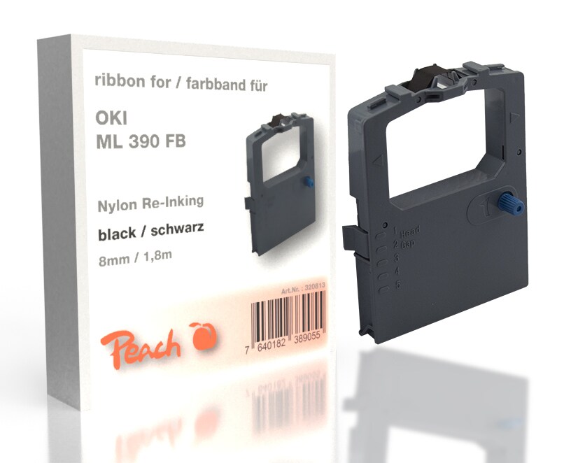 Peach Farbbandkassette kompatibel zu Oki ML 390 FB, schwarz, Gr100 Oki