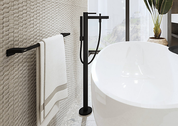 Porte serviettes 65 cm noir mat Addstoris Hansgrohe