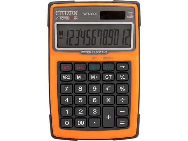 Kalkulator Citizen Kalkulator waterproof CITIZEN WR-3000, 152x105mm, pomarańczowy