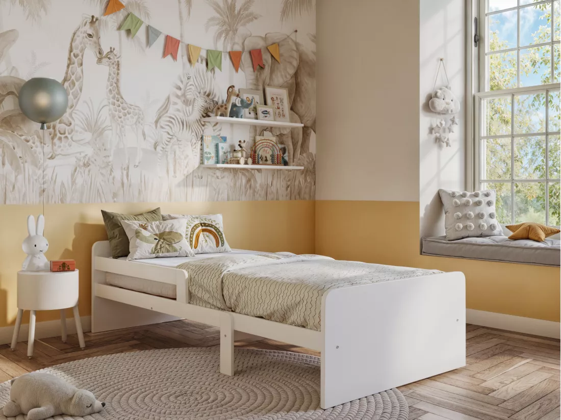 Lit evolutif ZELLY - 90x140/170/200cm - Epicéa blanchi + matelas
