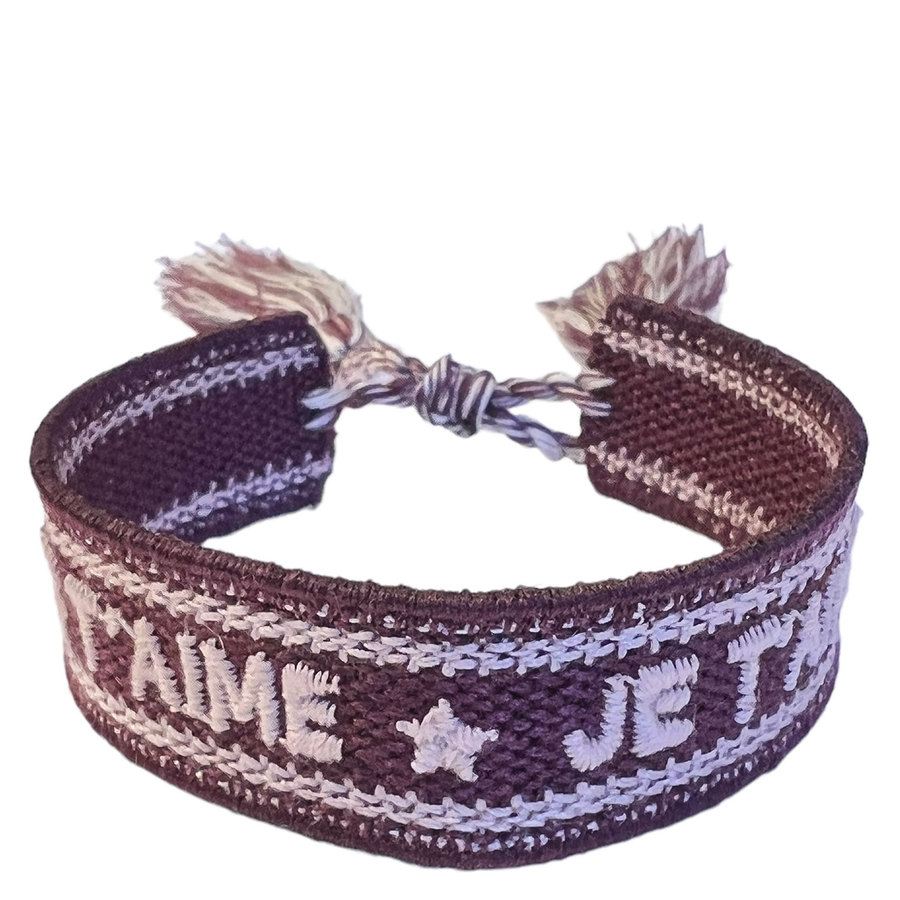 DARK Woven Friendship Bracelet Je T'aime Dark Maroon