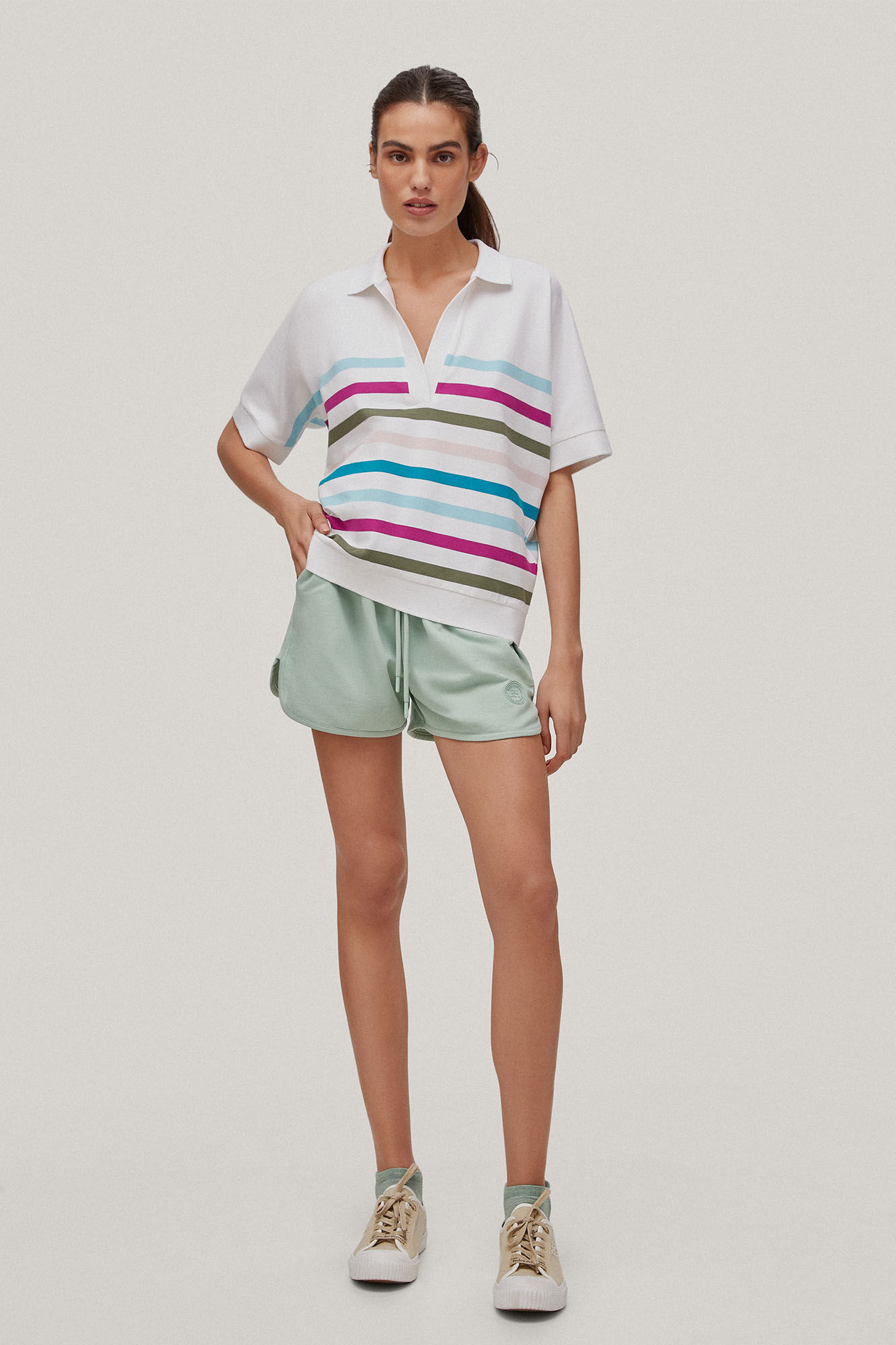 Camisa polo oversized de manga curta - Branca
