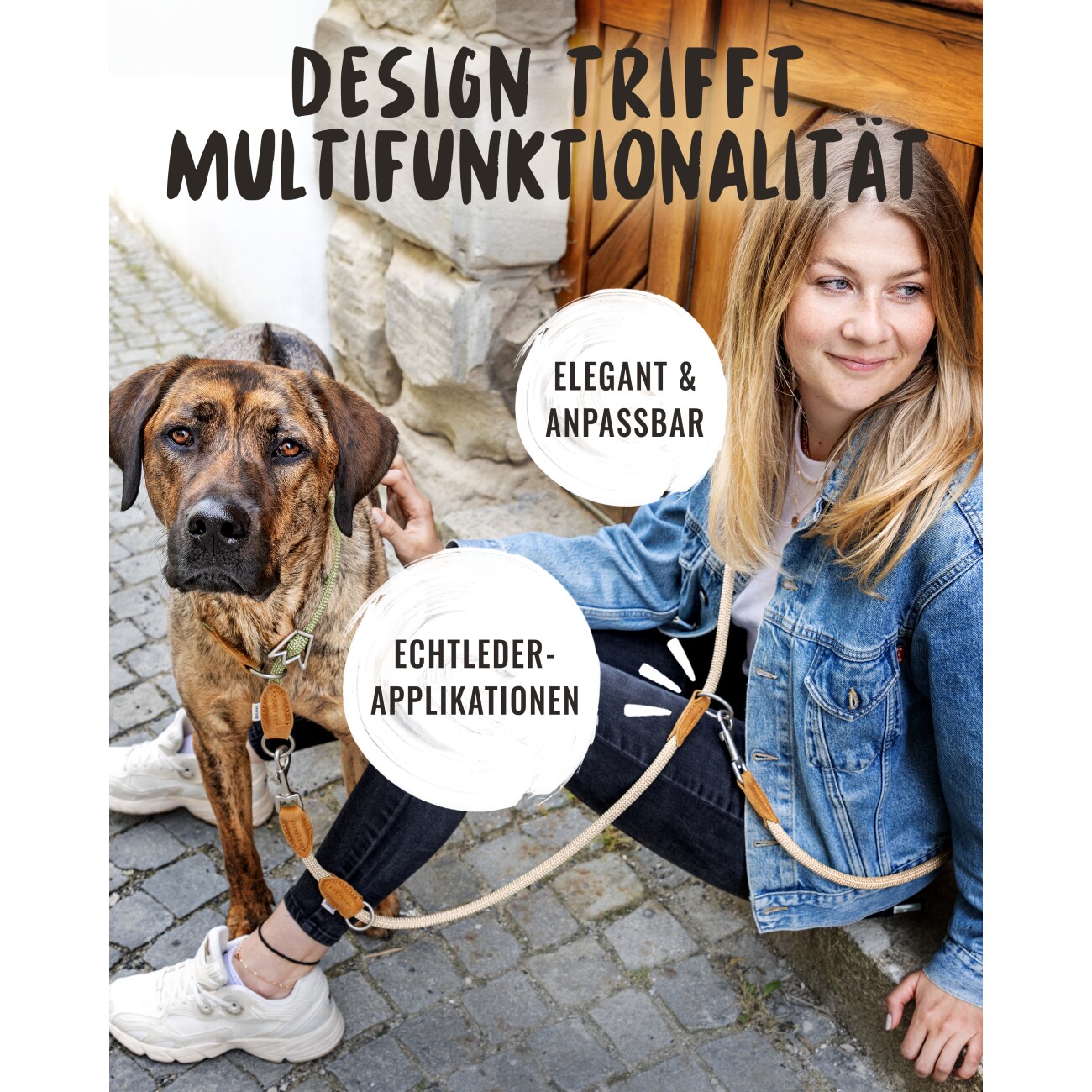 Rudelkönig Hundeleine - Führleine Emma beige 2,25 m