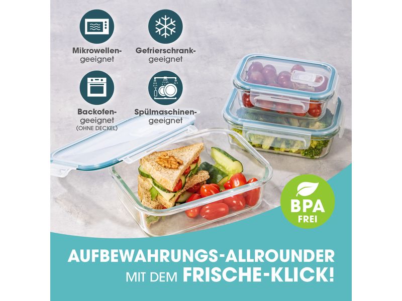 GOURMETmaxx Vorratsdose 3 Stück, Transparent Frischhaltedosen aus Glas