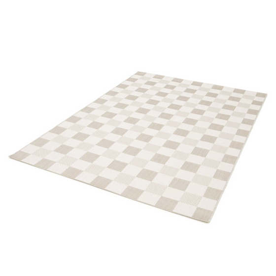 Tapis motif damier en matière recyclée - andy - beige - 160 x 230 cm
