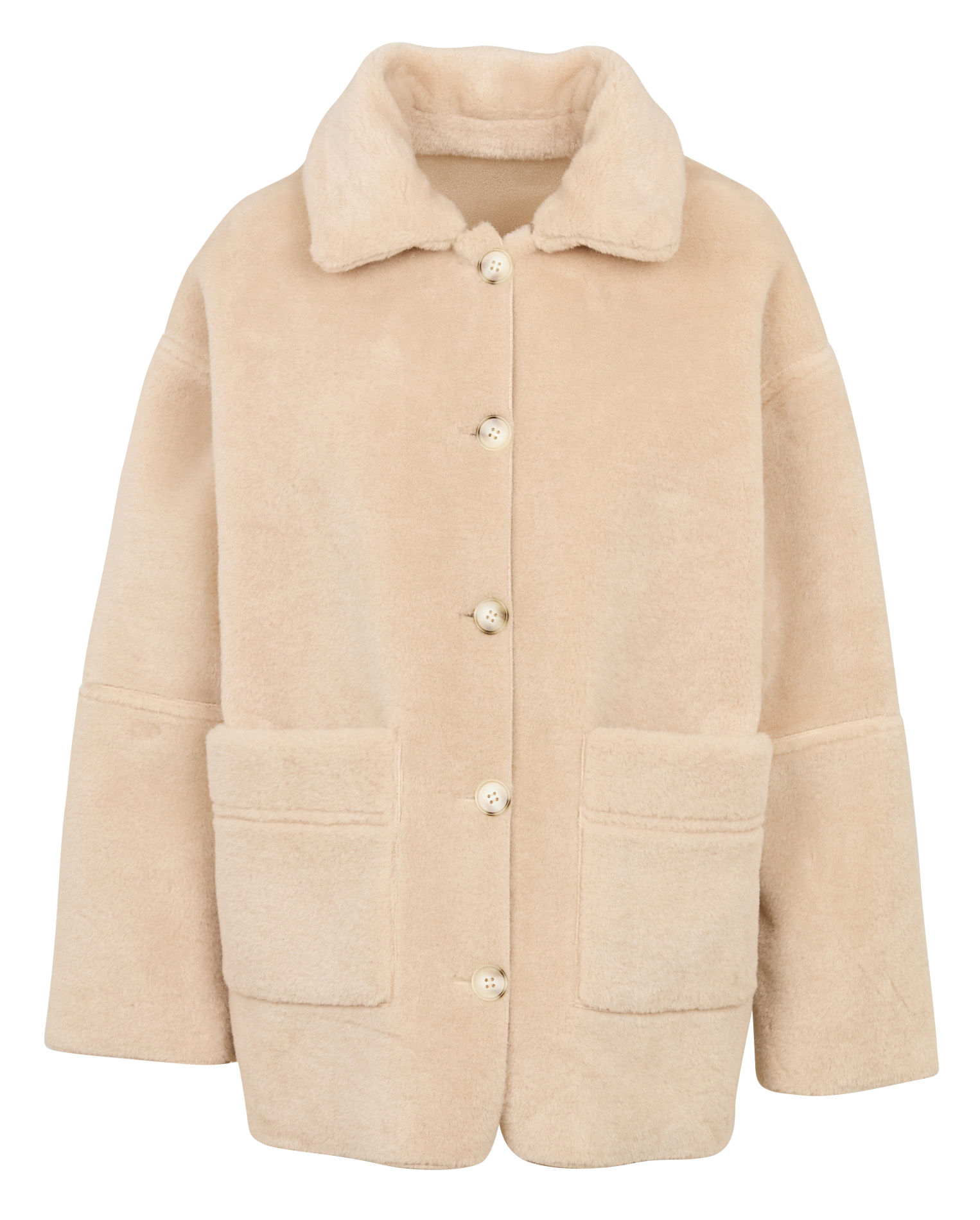 ELHO - Manteau col classique en fausse fourrure | Beige