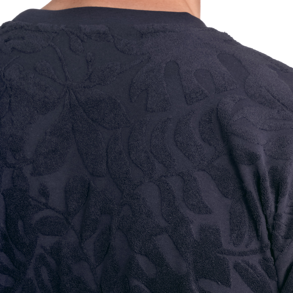 Jonas Nielsen Herren T-Shirt mit Frottee-Muster dunkelblau