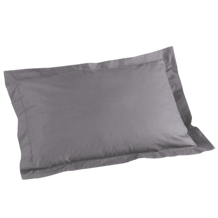 TAIE D OREILLER VOLANT PLAT 50X70CM LINA GRIS SOURIS