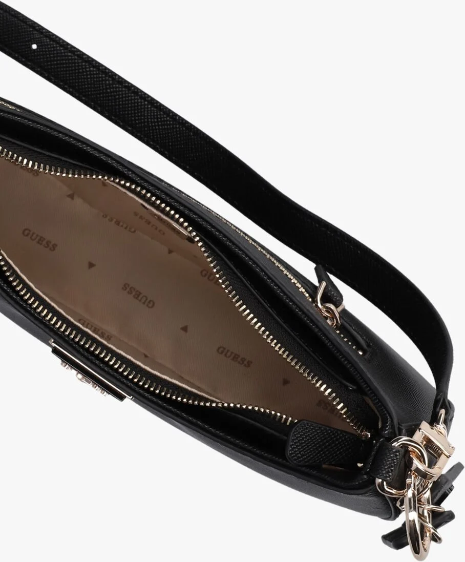 GUESS zwarte guess schoudertas noelle top zip shoulder bag