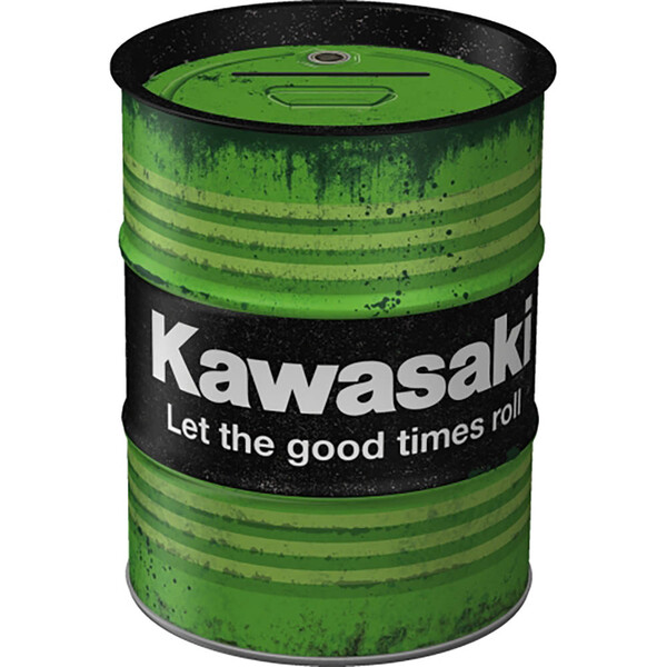 nostalgic art - Tirelire Vintage - Baril d'Huile Kawasaki Vert / Noir / Blanc