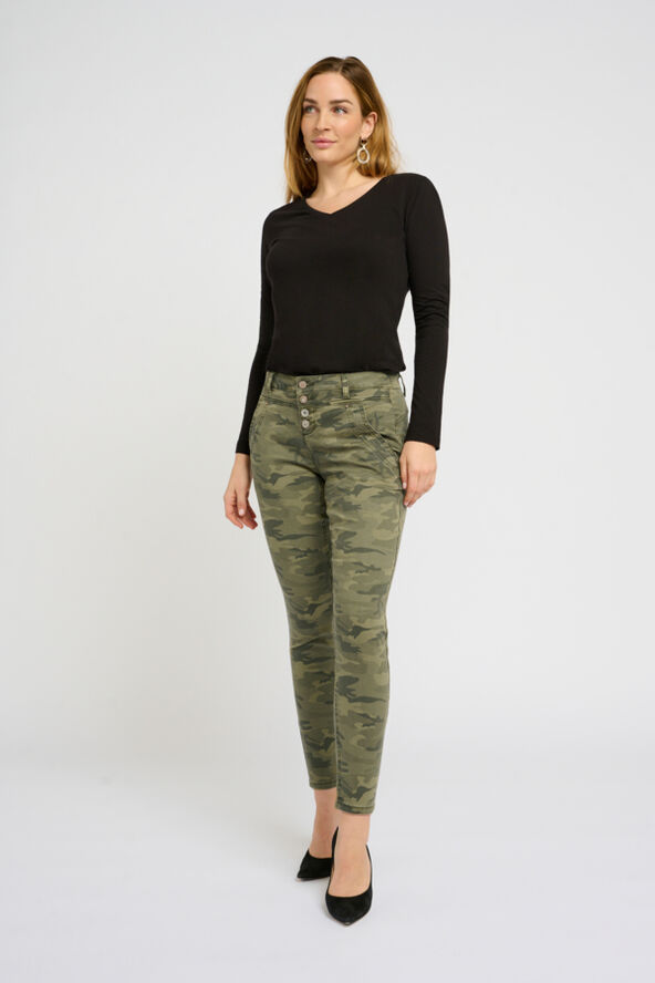 Cream CRPenora Twill 7/8 Pant Sea green printed camouflage
