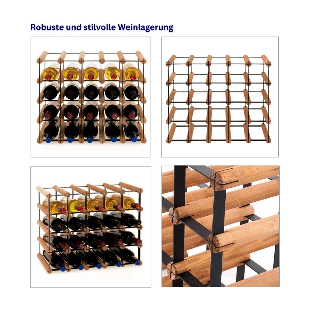 PROREGAL Modulair Wijnrek Vinotega Mod Metaal HxBxD 42,5 x 52,5 x 24,5 cm 5 x 4 Flessen Massief grenenhout Bruin Geolied