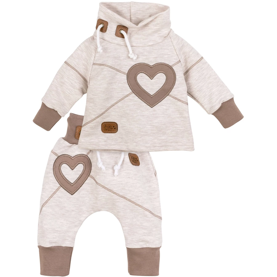 Baby Sweets 2tlg Set Shirt + Hose Patchwork Herzen beige