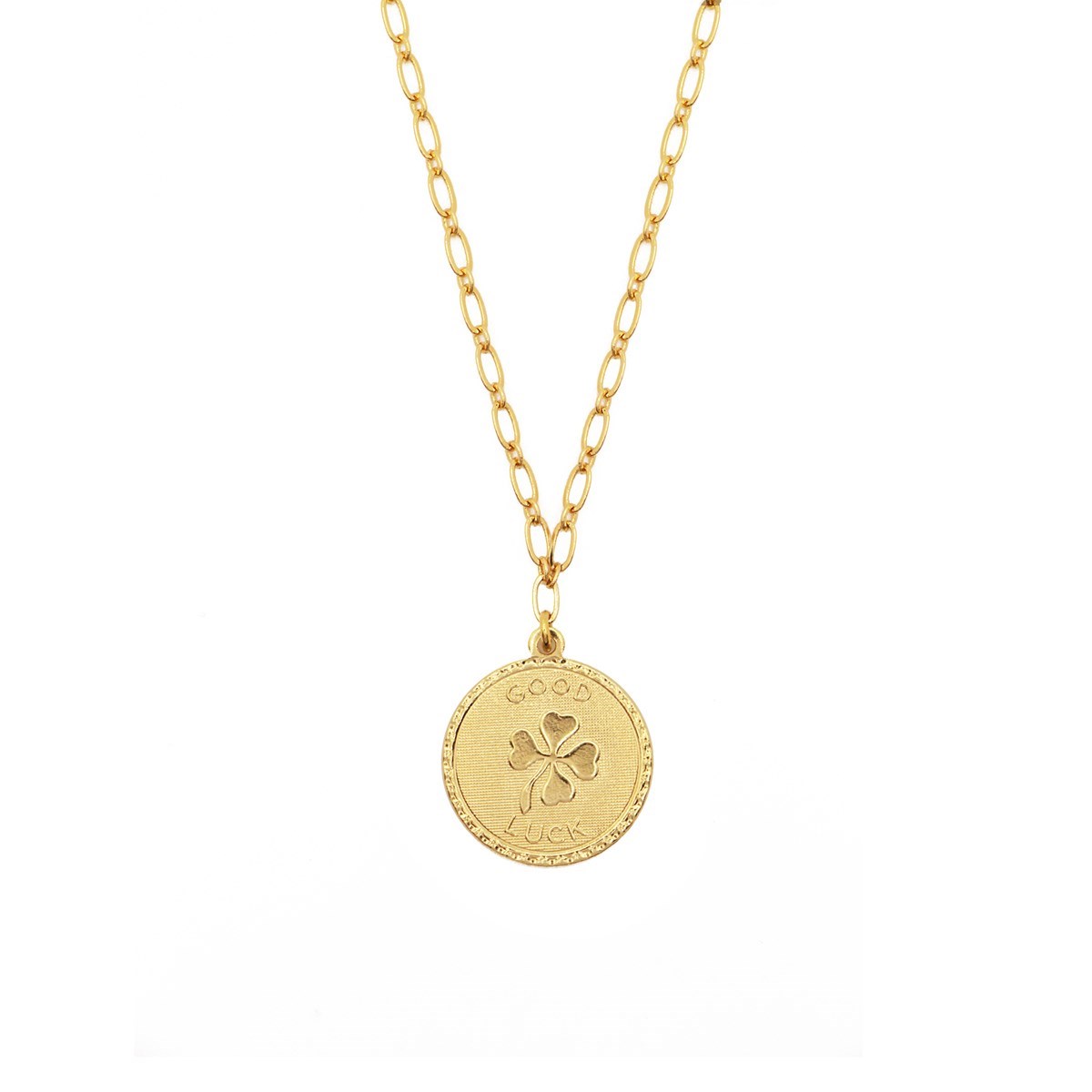Collier médaillon good luck or fin 24k LOVE AND LUCK