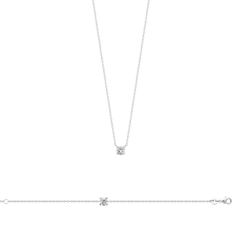 Collier Femme - Argent 925 - Oxyde de zirconium - Longueur : 45 cm
