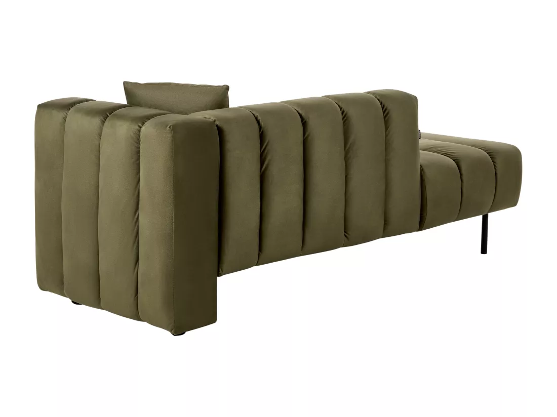Chaise longue côté droit en velours vert olive LANNILS