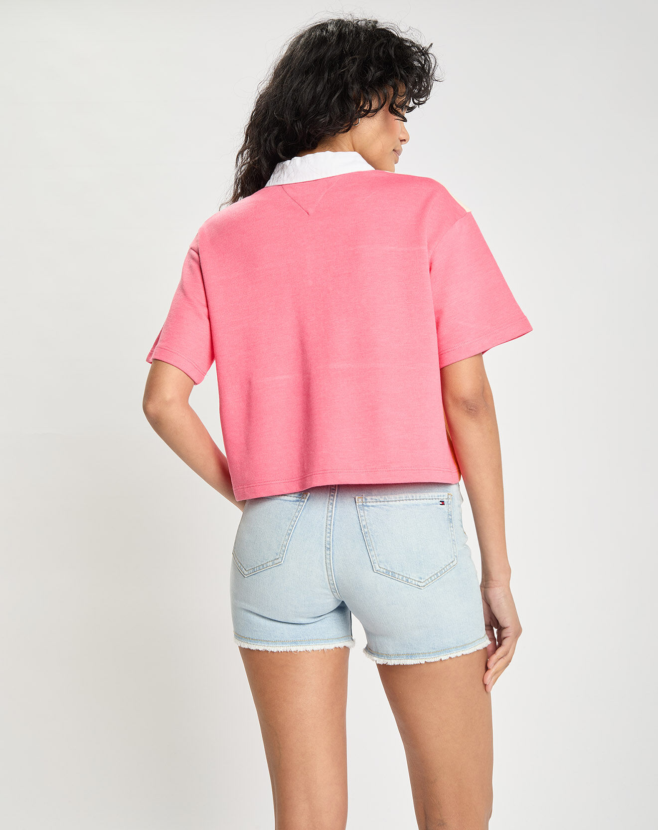 Tommy Jeans Polo Crop Colorblock orange/rose