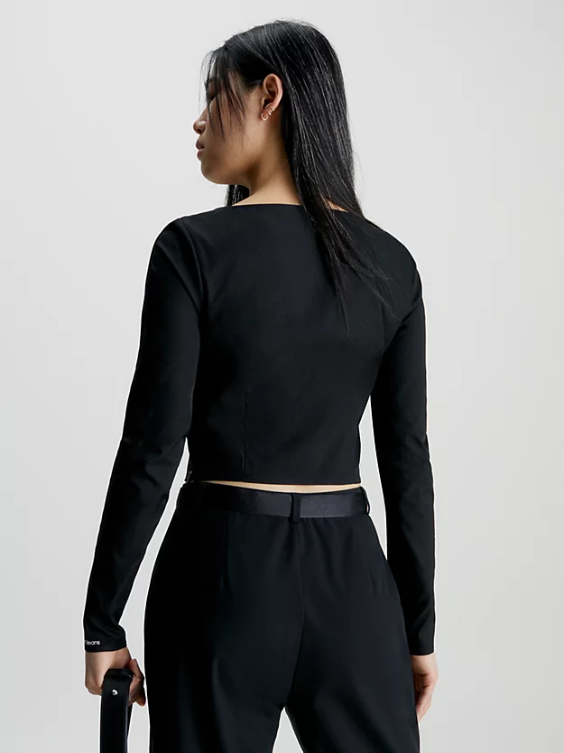 Blusa de manga comprida com recorte