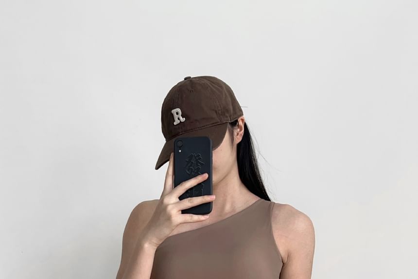 Arigne - Effen asymmetrische sportbeha-top met één schouder