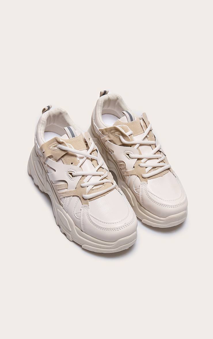 Gris Pierre Baskets À Panneaux Chunky