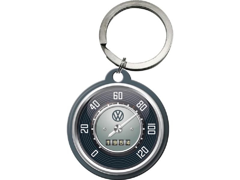 Nostalgic Art Schlüsselanhänger VW Ø 4 cm, Schwarz/Grau Anhänger mit VW Tachometer