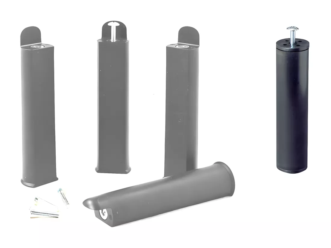 PLAST - Jeu de 4 pieds 22 cm gris + pied central pour cadre à lattes