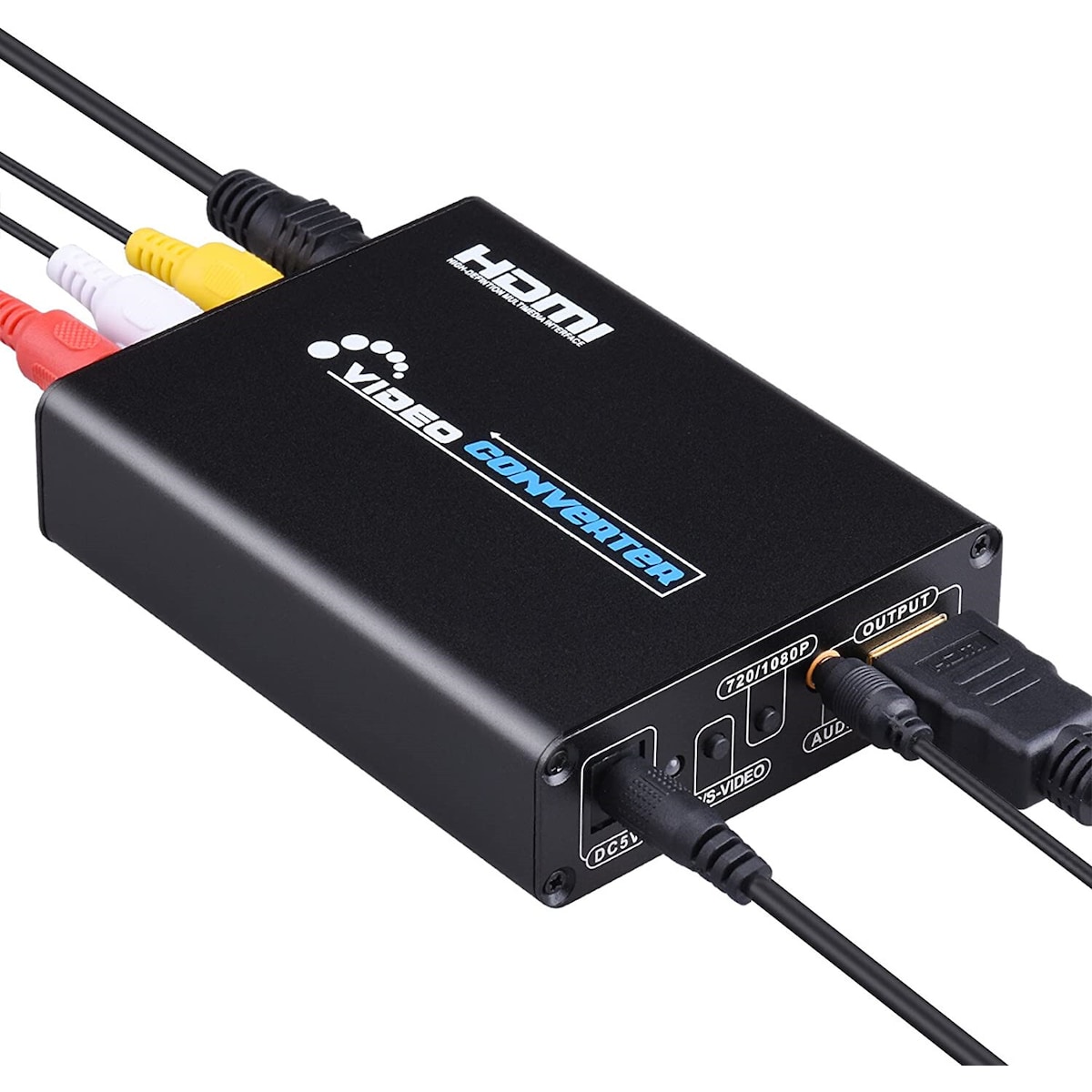 Omformer, AV og S-video til HDMI Sort