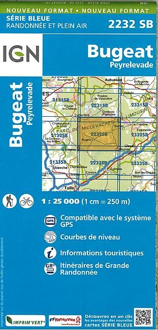 IGN - 2232 SB BUGEAT PEYRELEVADE 1 25 000