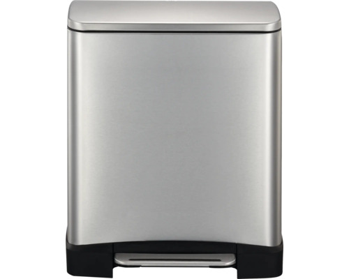 EKO E-Cube pedaalemmer, 2 compartimenten, elk 10 liter, 9 liter, roestvrij staal, mat