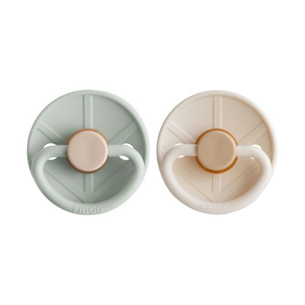 Frigg Little Viking Fopspeen - Rond - 2 Stuks - 0-6 Mnd - Sage/Cream