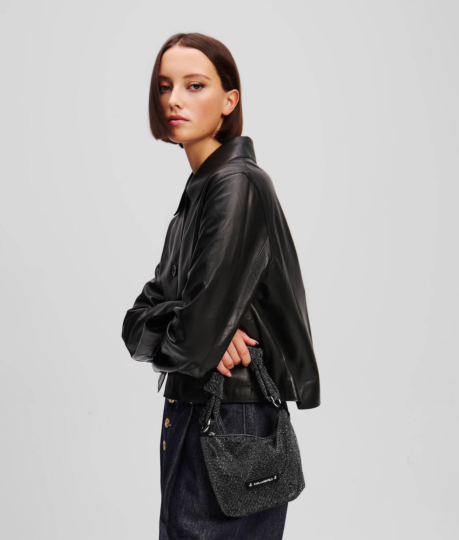 SAC PORTÉ ÉPAULE K/SOIRÉE SERTI DE CRISTAUX - Noir