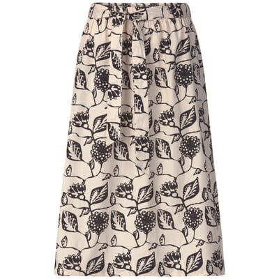 Damenrock Floral Print, Creme-Schwarz