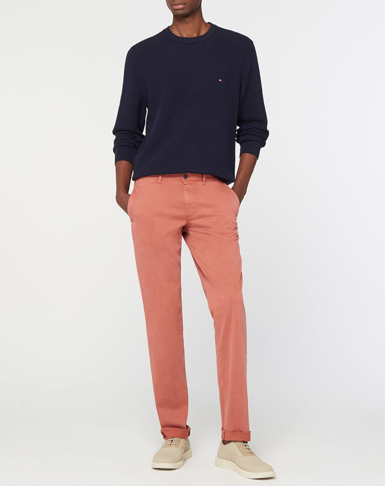 Tommy Hilfiger Pull 100% Coton Bio Structure bleu marine