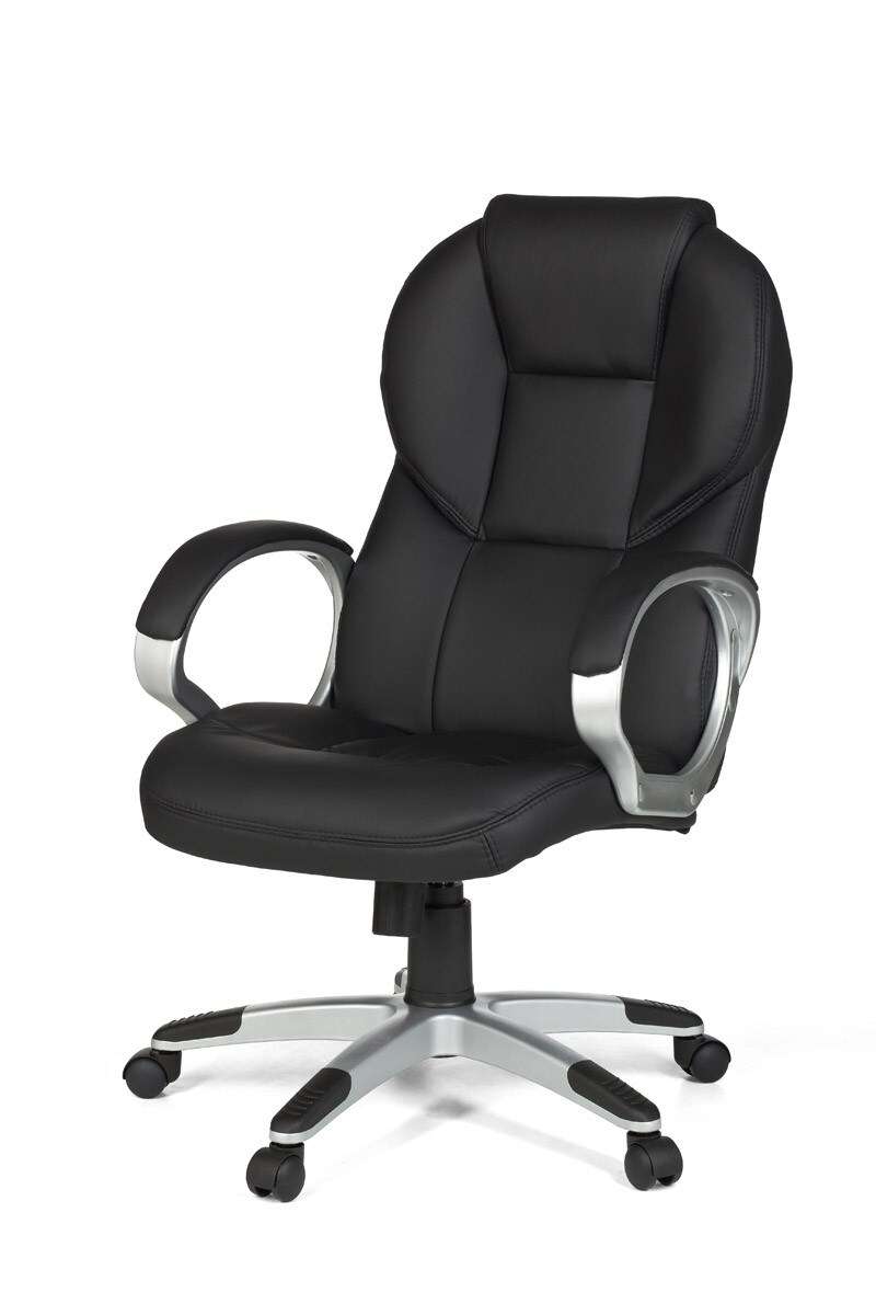 KADIMA DESIGN Chefsessel PALERMO, Lendenwirbelstütze, Wippmechanik, Nylon-Fußkreuz, schwarz/braun