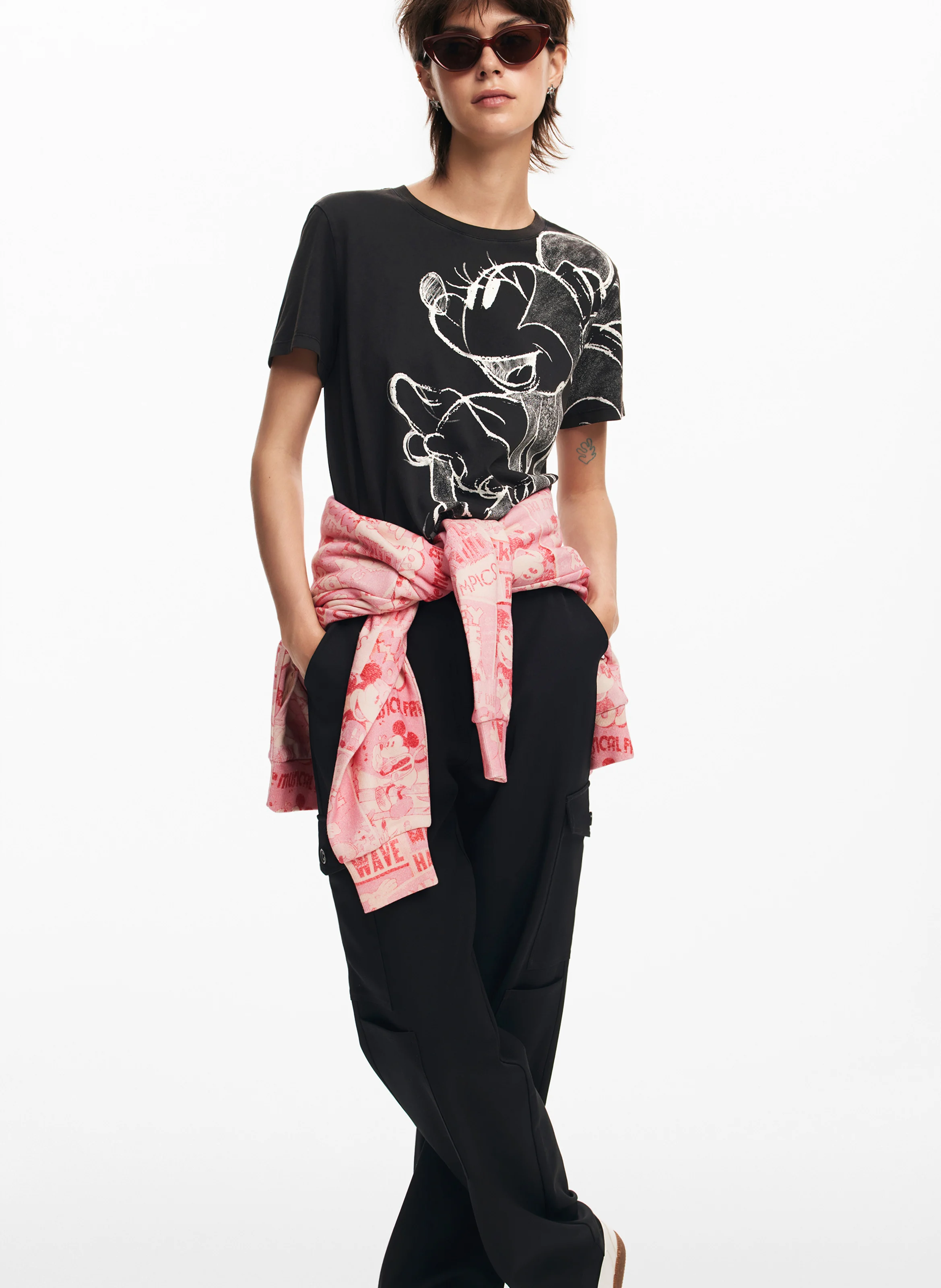 Tee-shirt col rond en coton| Noir