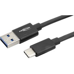 Câble de données & de charge, USB-A - USB-C, noir