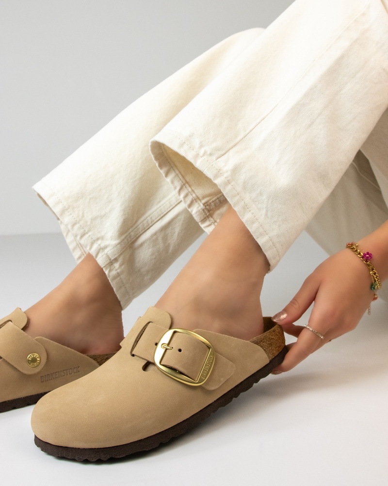 Birkenstock Boston Big Buckle Instapschoenen  - beige