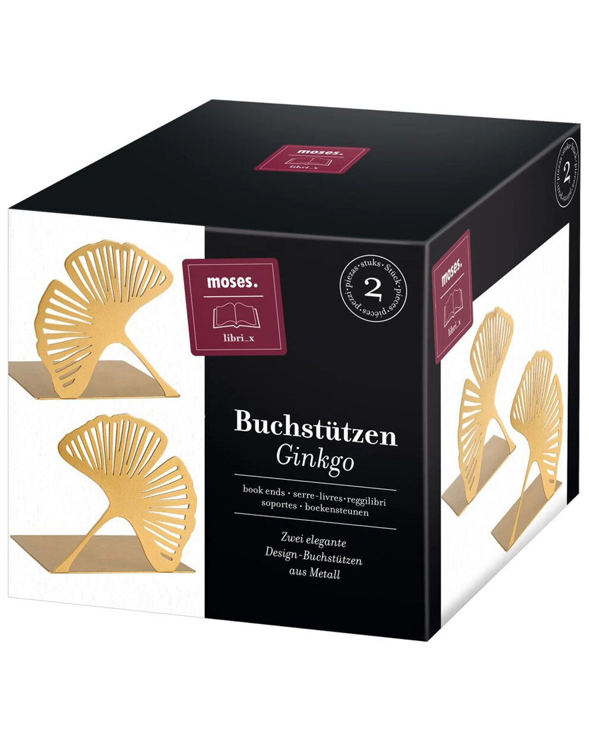 Buchstütze LIBRI X - GINKGO 2er Set (12,5x12,6x12,5)