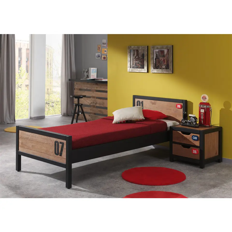 Vipack bed Alex (incl. nachtkastje) - bruin/zwart