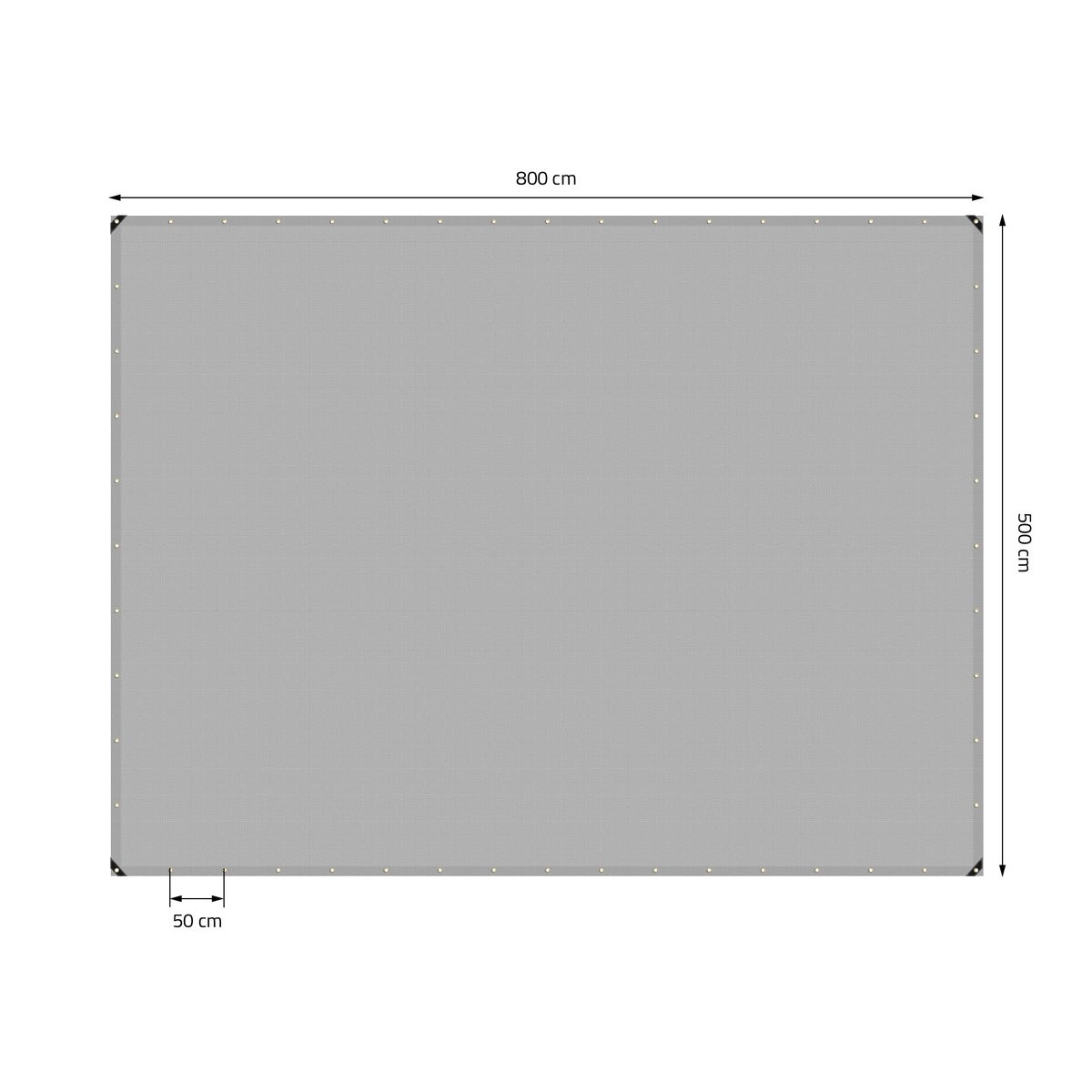 ECD Germany Premium zeildoek met ringen, 5x8m (40m²), 650g/m², grijs, PVC, waterdicht, scheurvast, 10 haken, geschikt voor vrachtwagens, boten, tuinen, hout, tuinmeubelen, zwembaden en auto's