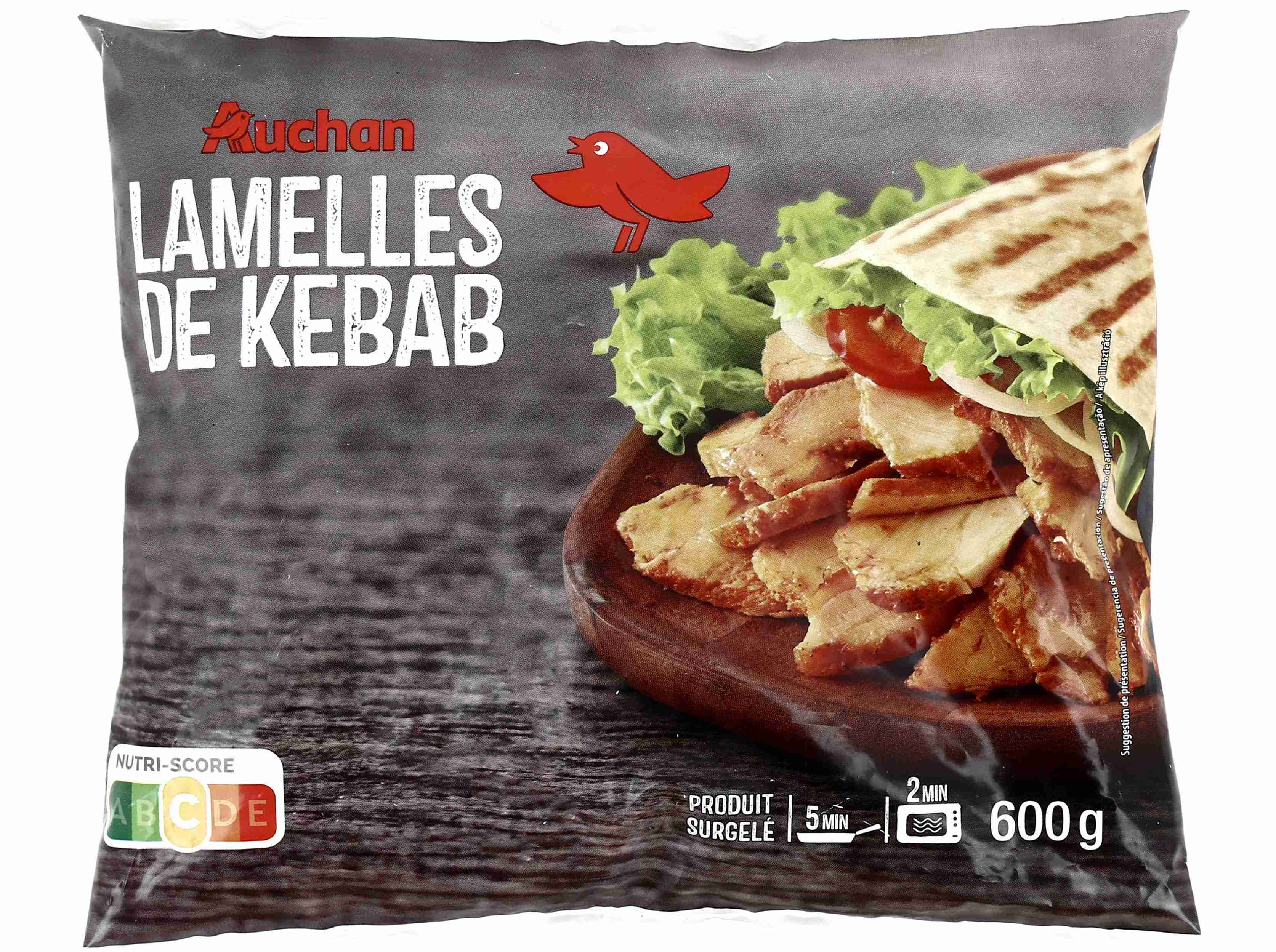 CARNE DE KEBAB AUCHAN FRANGO MARINADO 600G