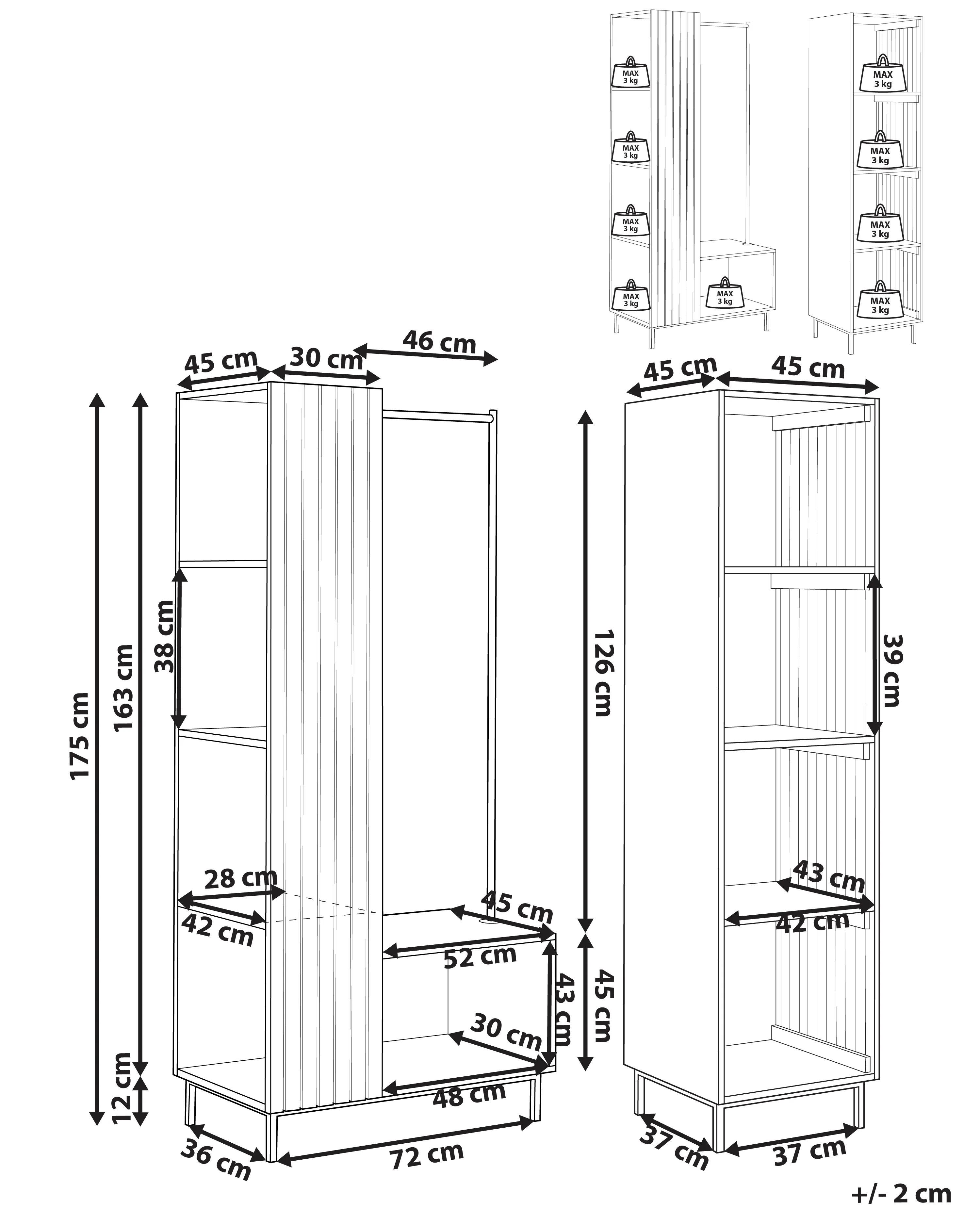 Open kast met 9 planken LEANDRO Lichtbruin