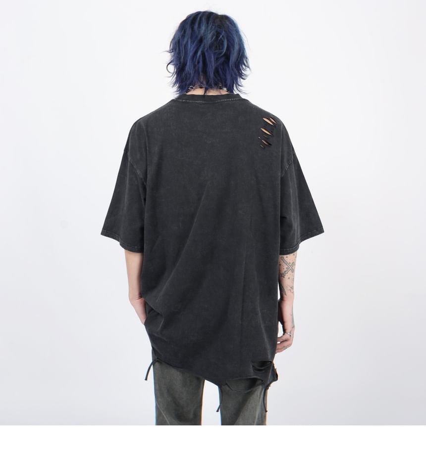 Derbundy - T-shirt met korte mouwen en ronde hals, gewassen en verweerd
