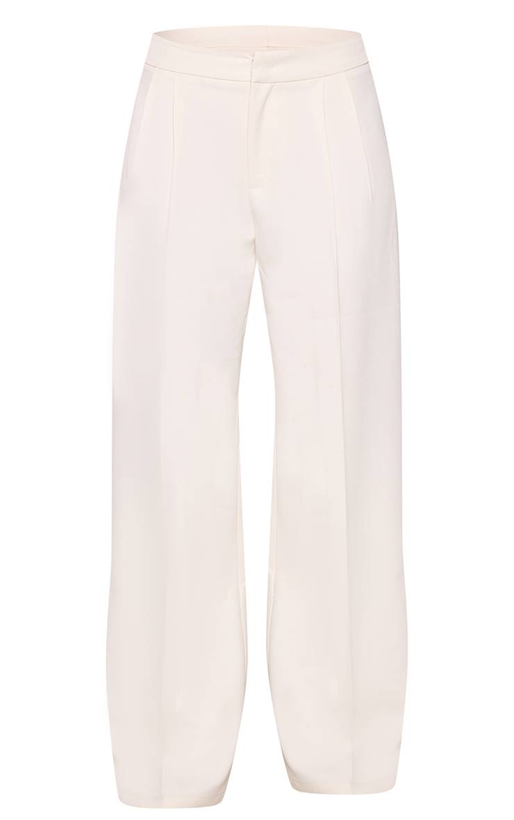 Crème Pantalon Tailleur À Double Pli Coordonné