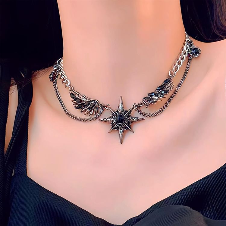 Malikasa - Flying Star Rhinestone gelaagde roestvrijstalen choker