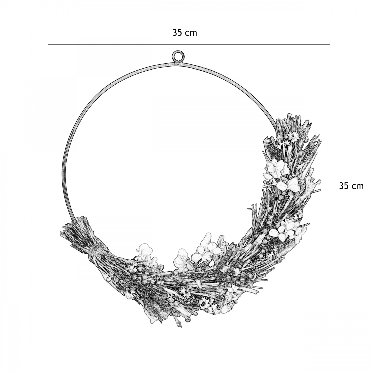 Couronne fleurs séchées naturelles 35cm
