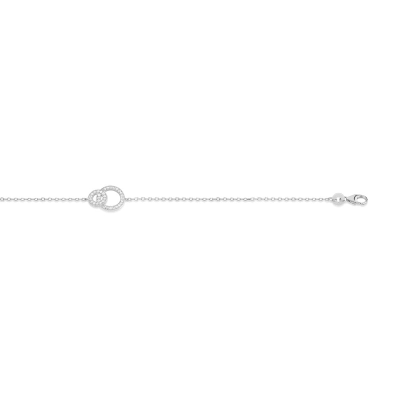 Bracelet argent 925 cercles entrelacés zirconias 18 cm
