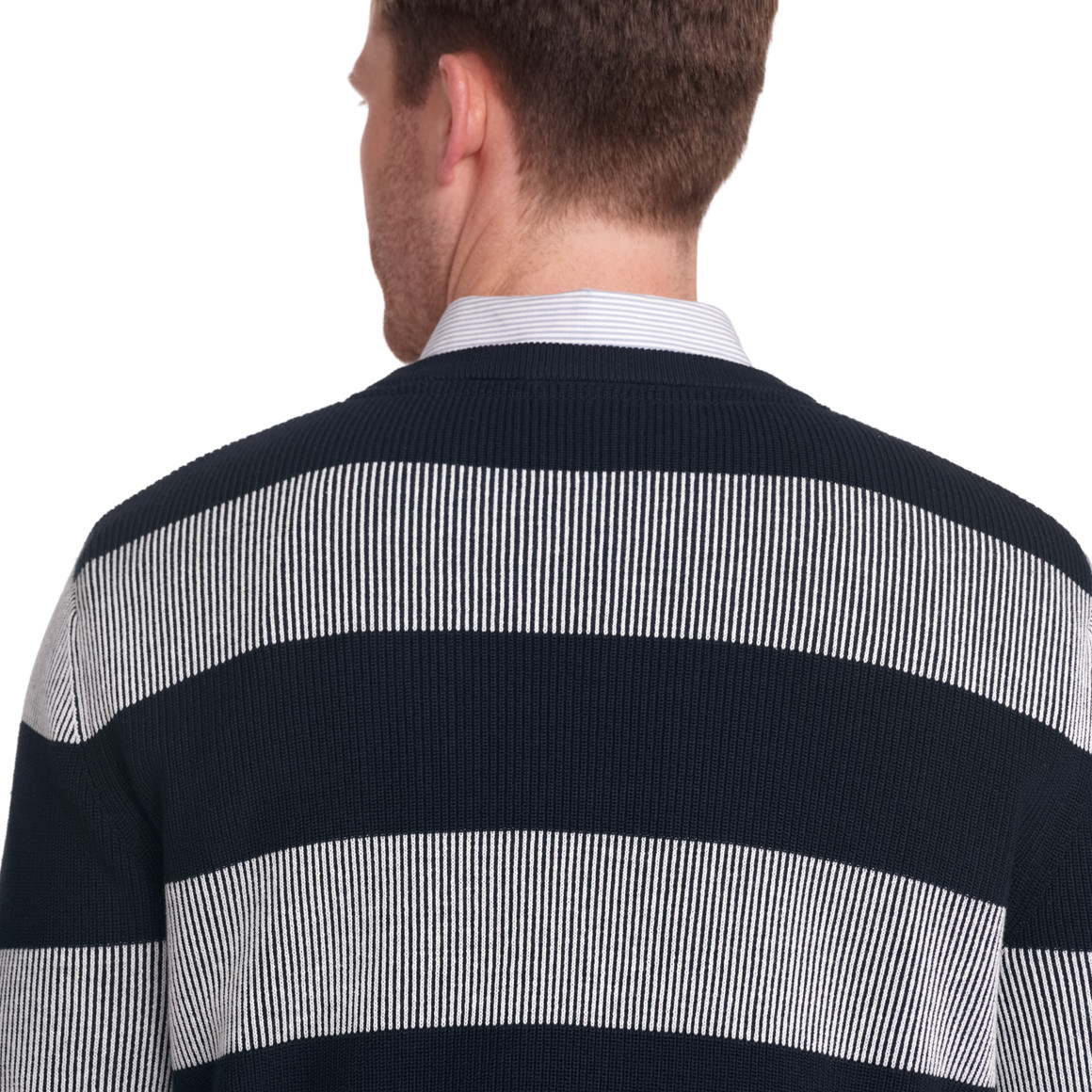 VanVaan Herren Pullover mit Blockstreifen dunkelblau / weiss