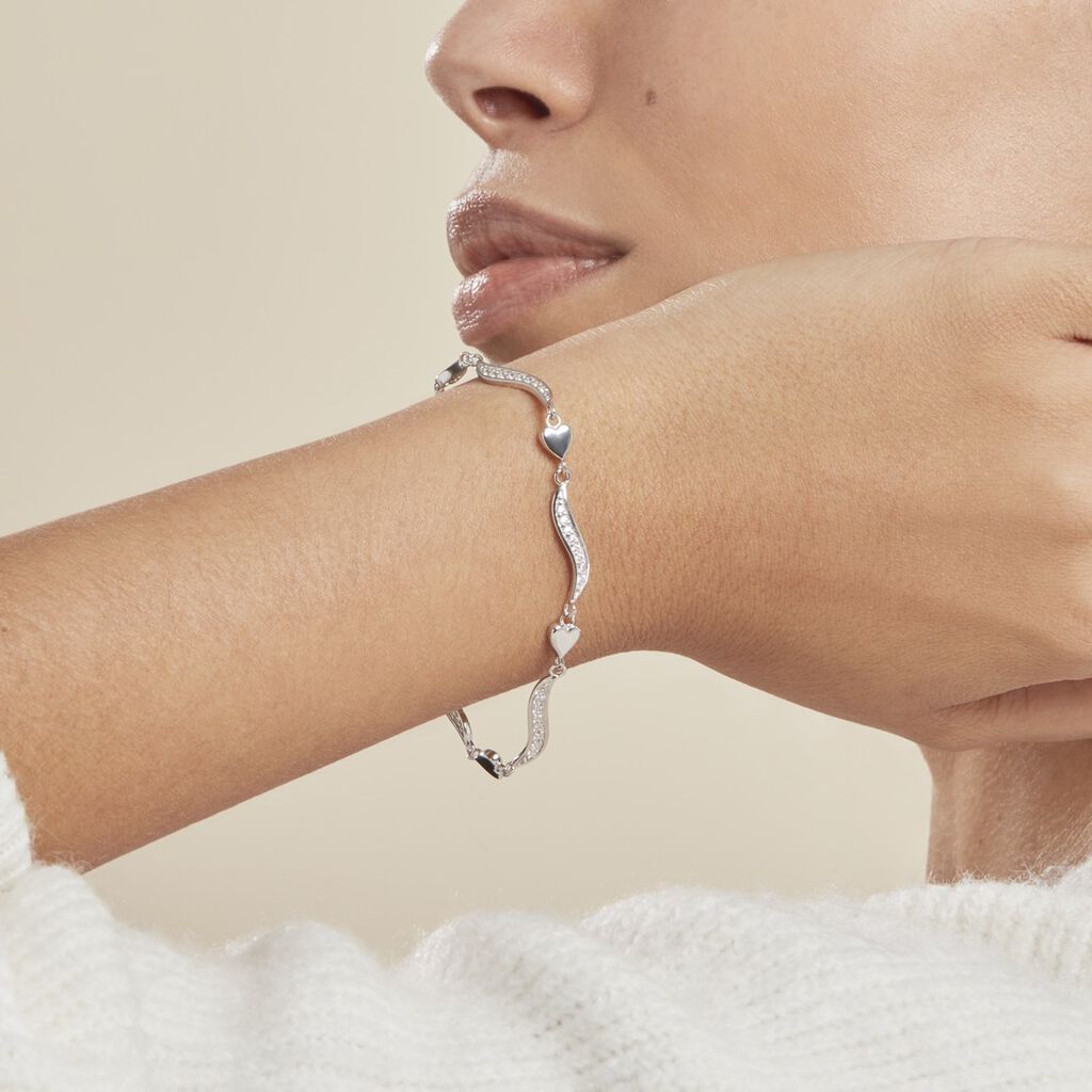 Bracelet Amor Argent Blanc Oxyde De Zirconium